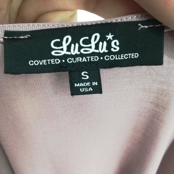 Lulus V-neck 3/4 Sleeve Wrap Dress Size S Mauve Blush Pink Flutter Skirt Short - Picture 11 of 11